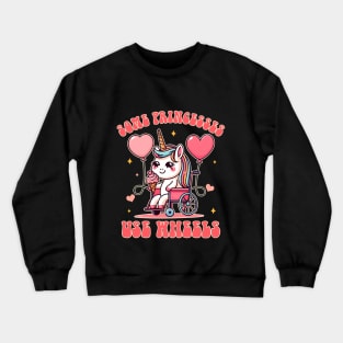 Disability Handicap Wheelchair Unicorn Wheelie Awesome Crewneck Sweatshirt